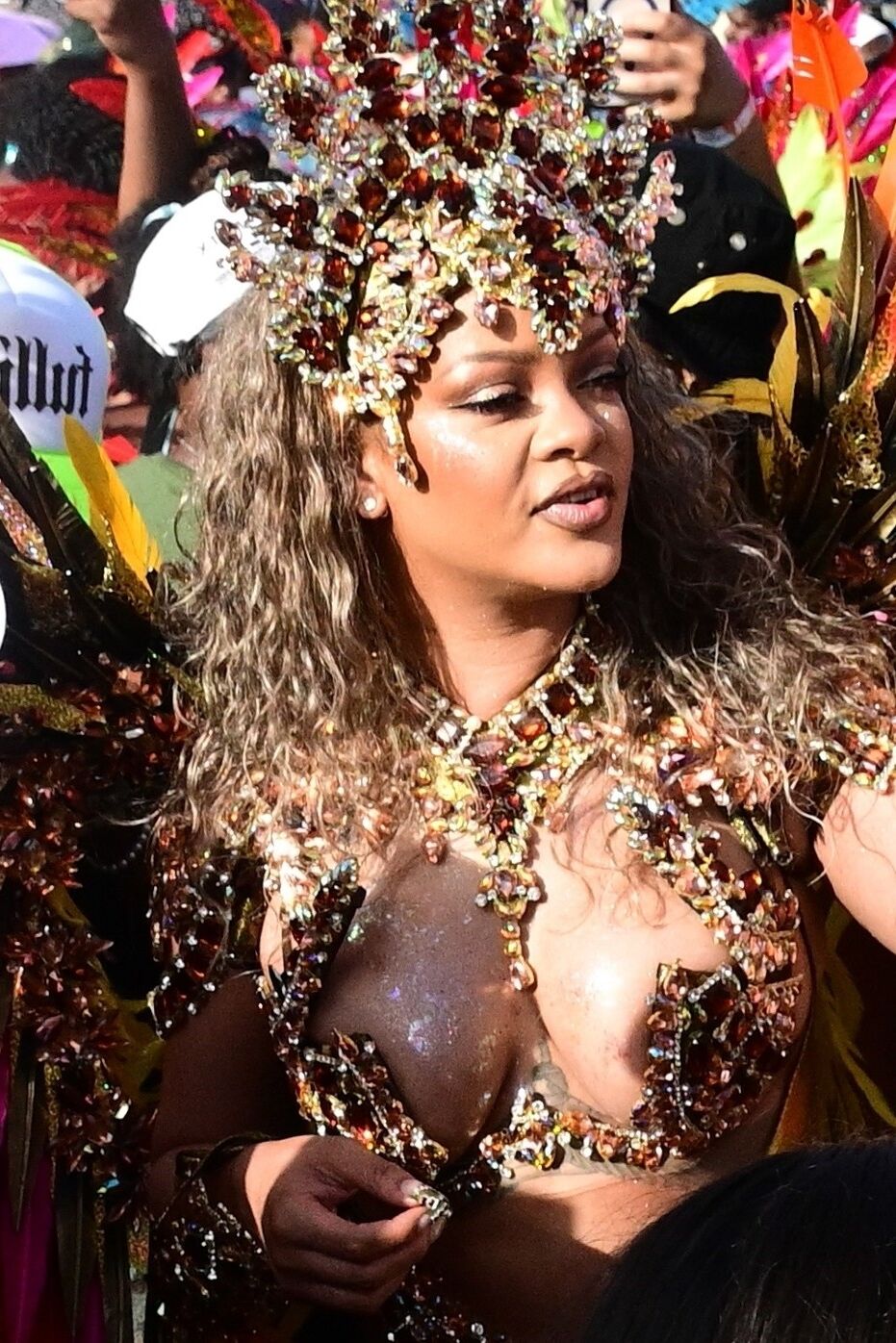 Rihanna deslumbra con un disfraz de carnaval adornado con curvas