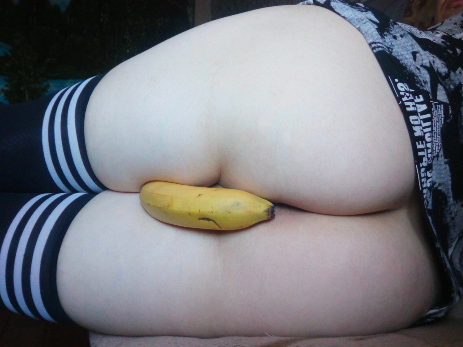 In Stockings And With A Delicious Banana