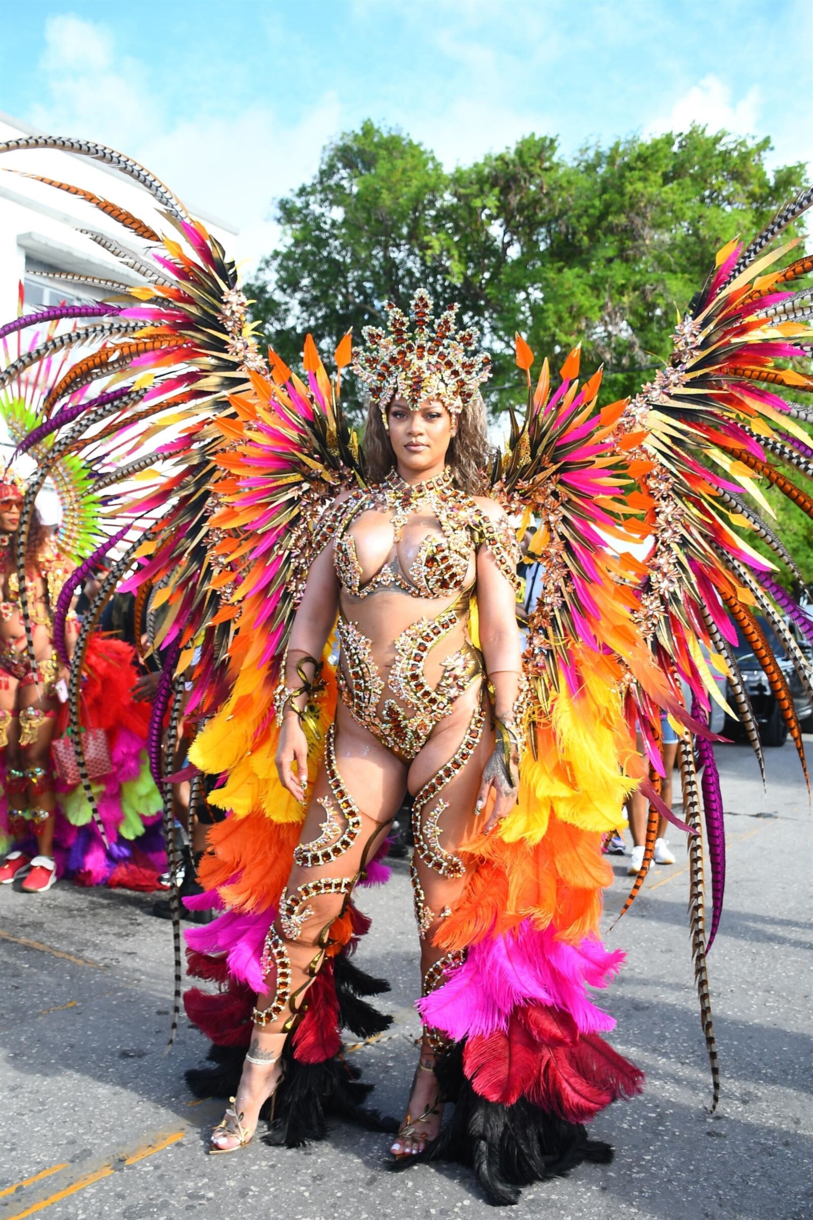 Rihanna deslumbra con un disfraz de carnaval adornado con curvas