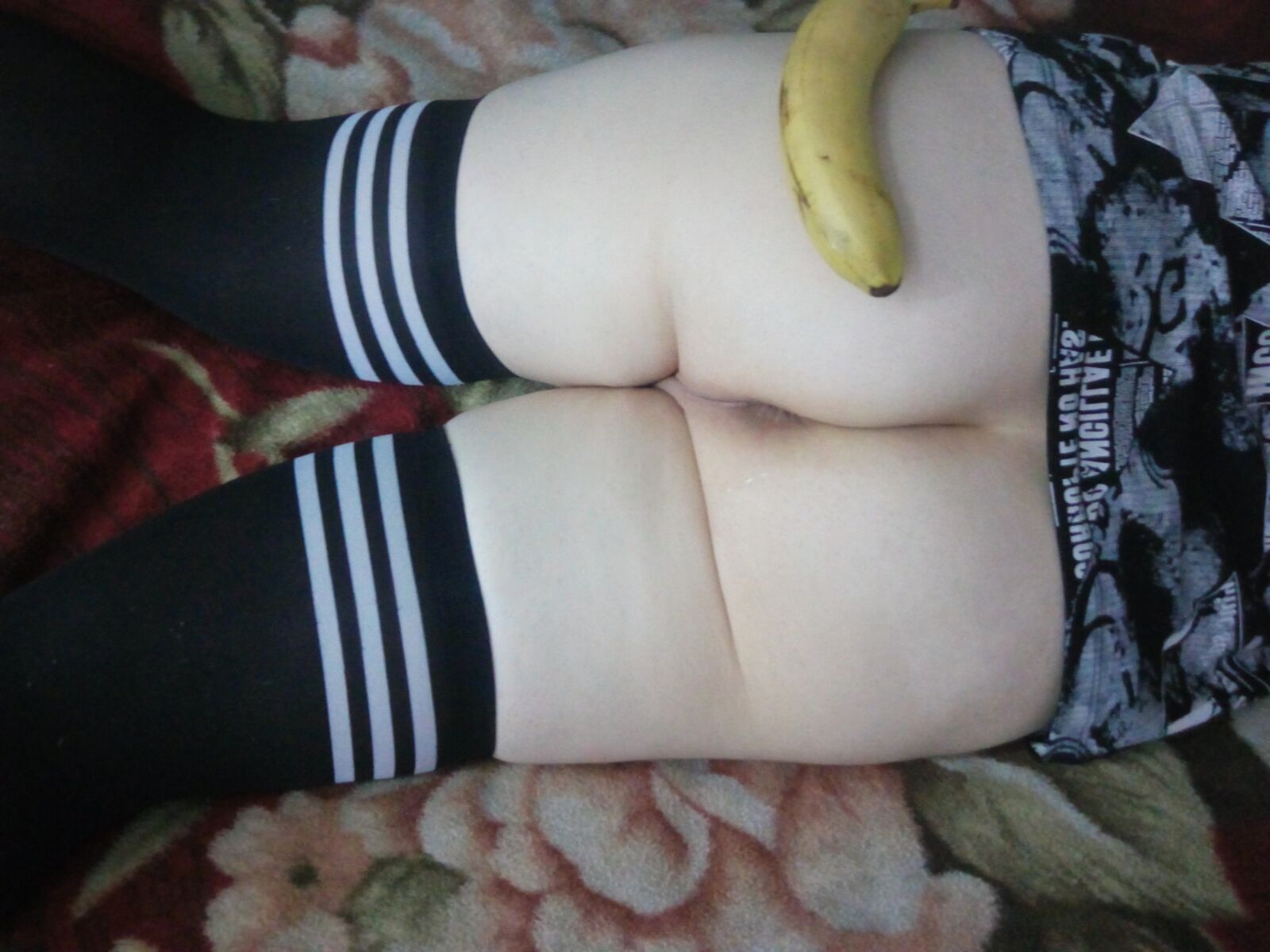 In Stockings And With A Delicious Banana