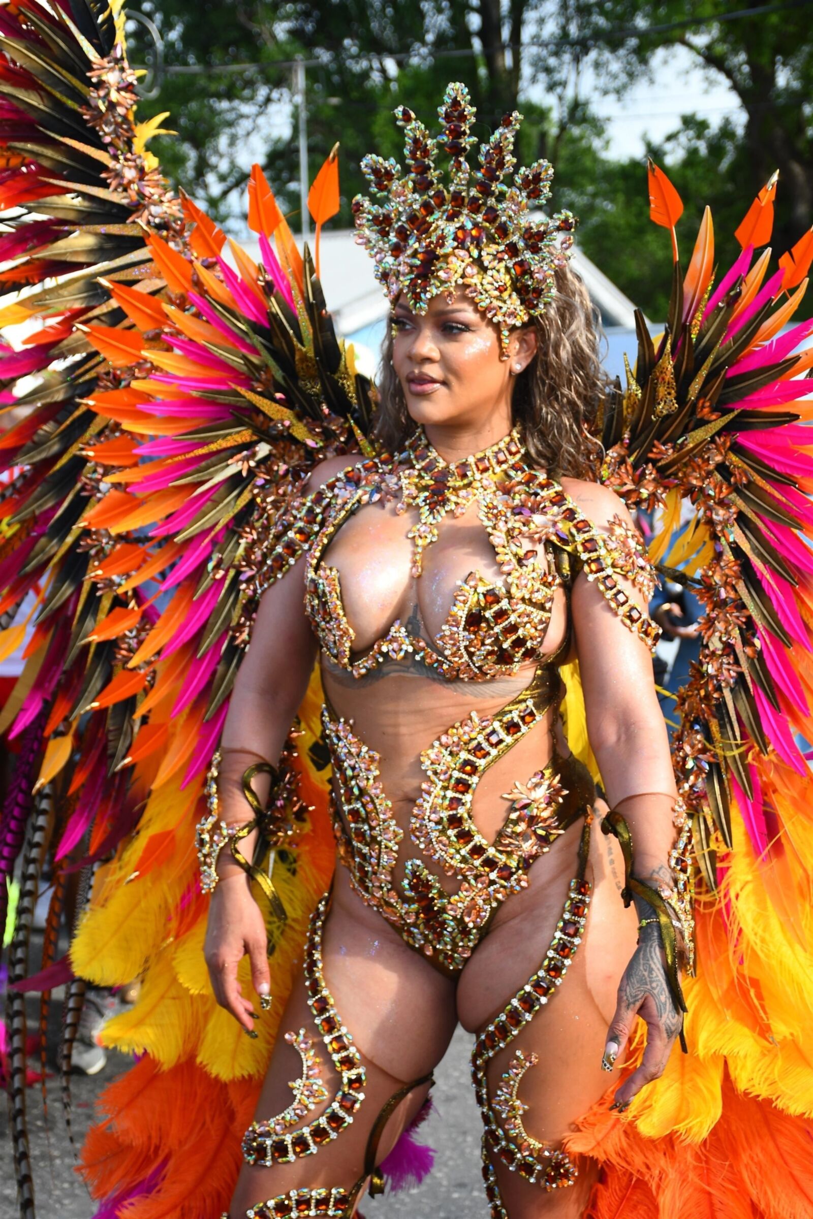 Rihanna deslumbra con un disfraz de carnaval adornado con curvas