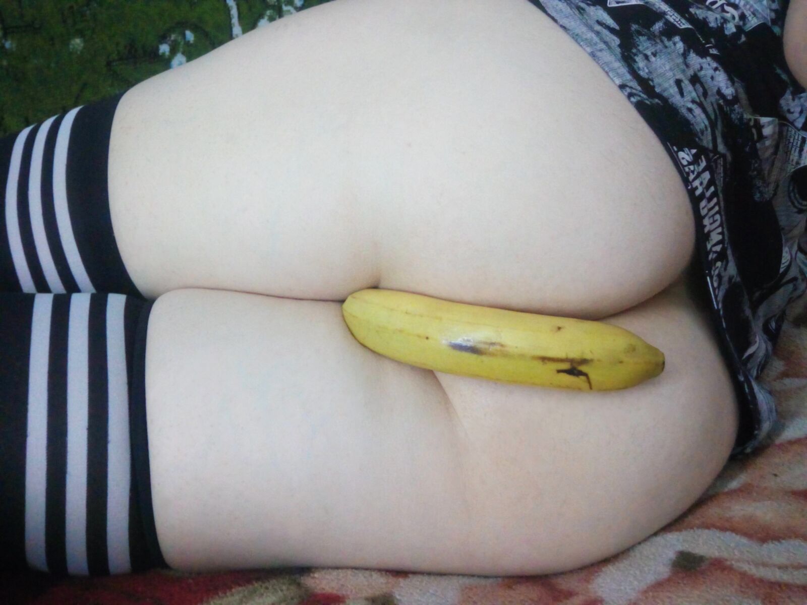 In Stockings And With A Delicious Banana