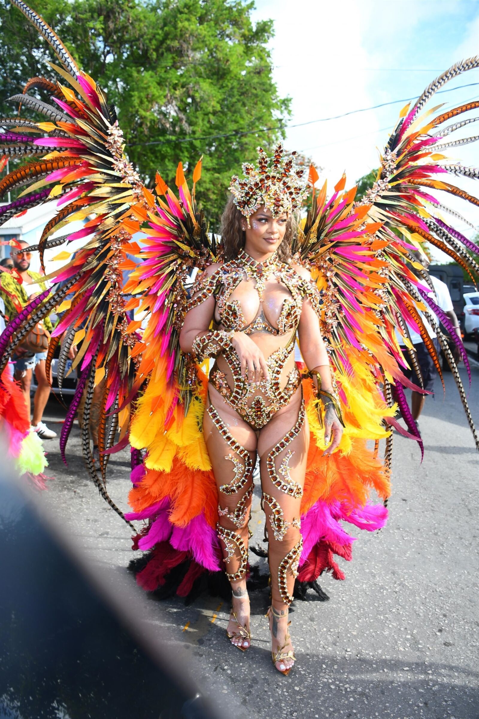 Rihanna deslumbra con un disfraz de carnaval adornado con curvas