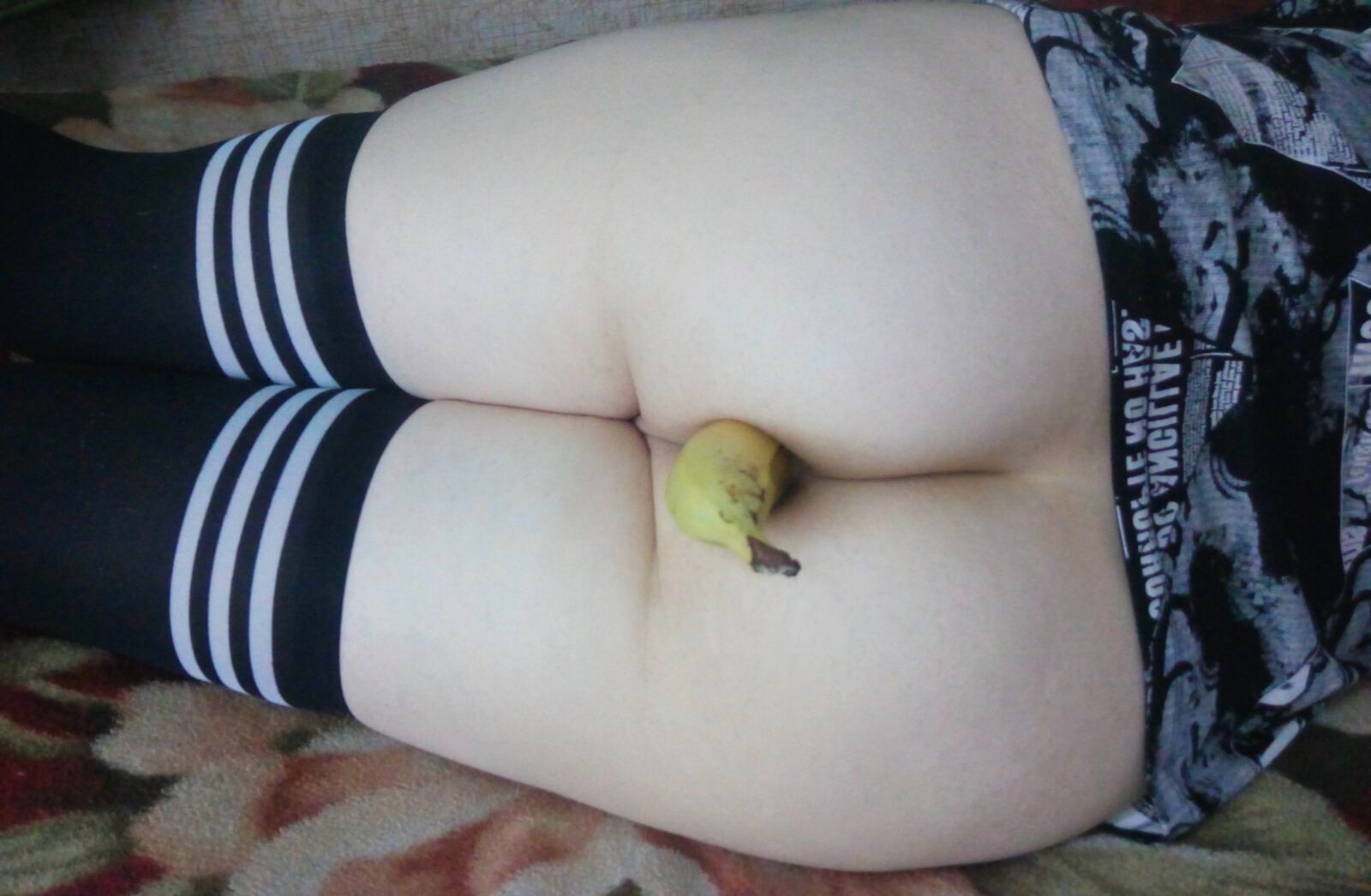 In Stockings And With A Delicious Banana