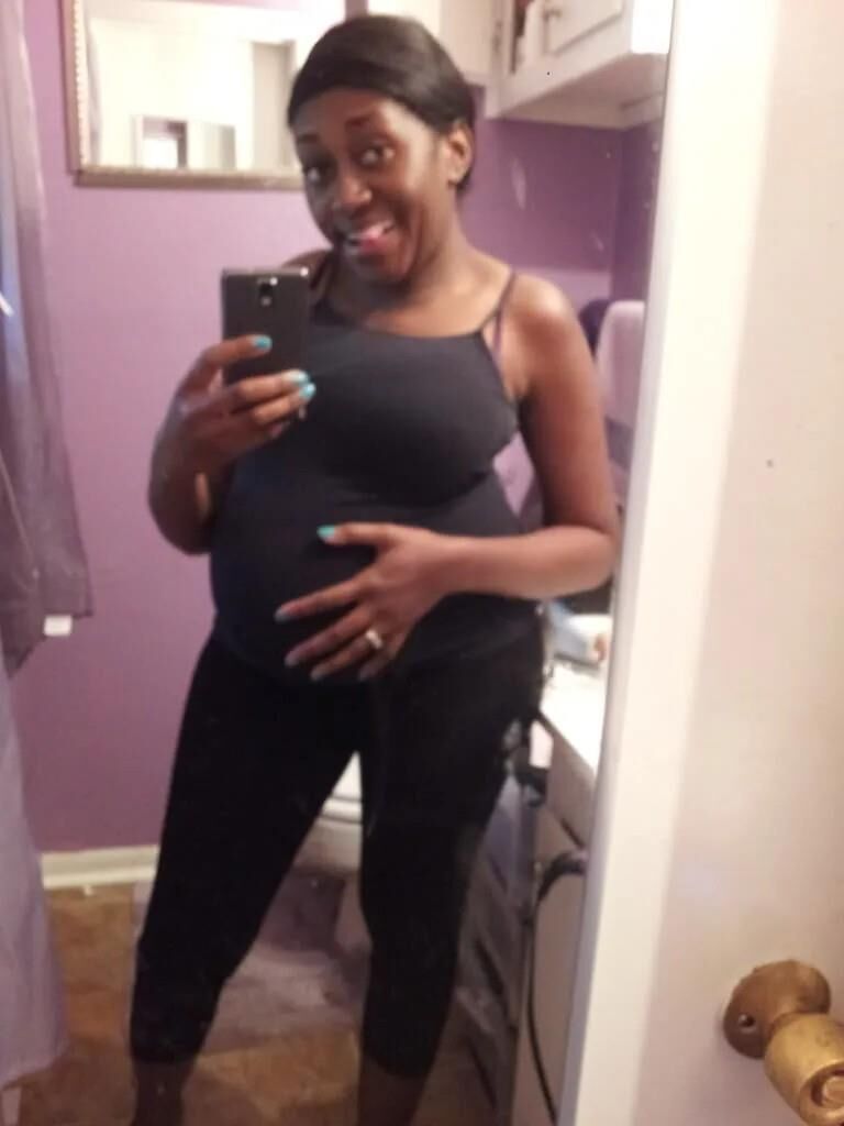 Nice pregnant ebony mom