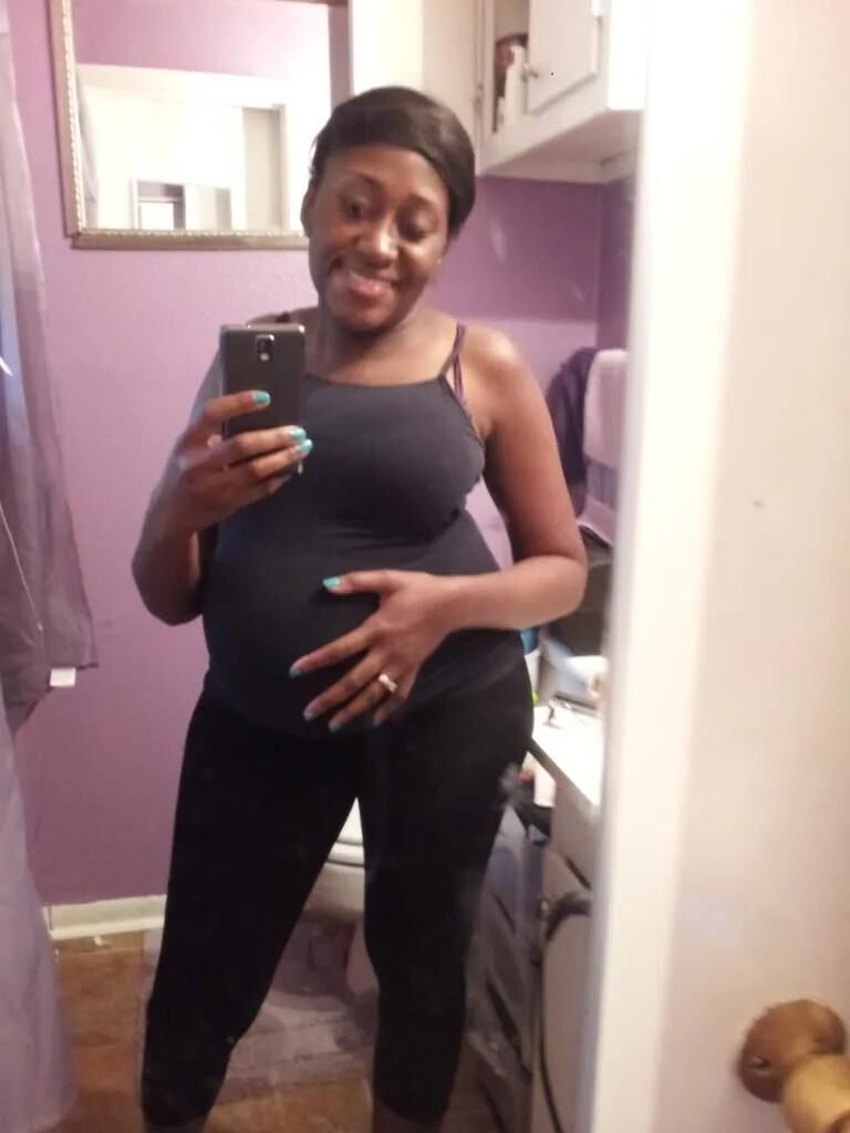 Nice pregnant ebony mom