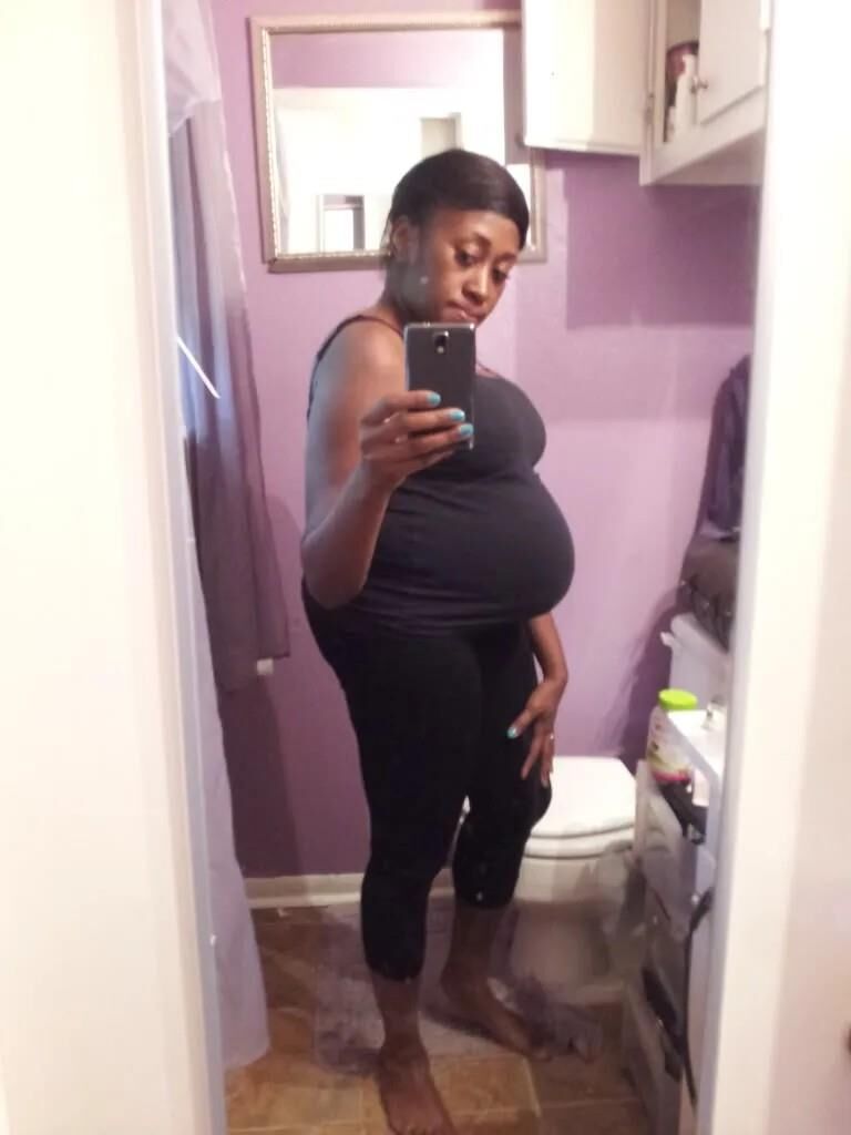 Nice pregnant ebony mom