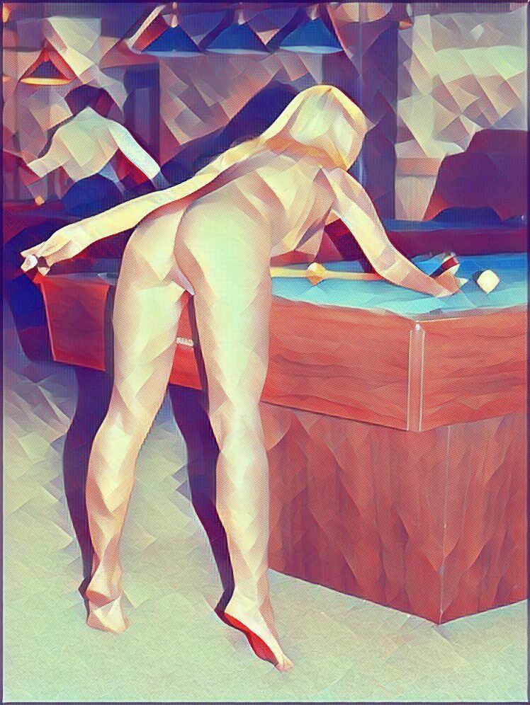 J'adore les filles nues à la table de billard