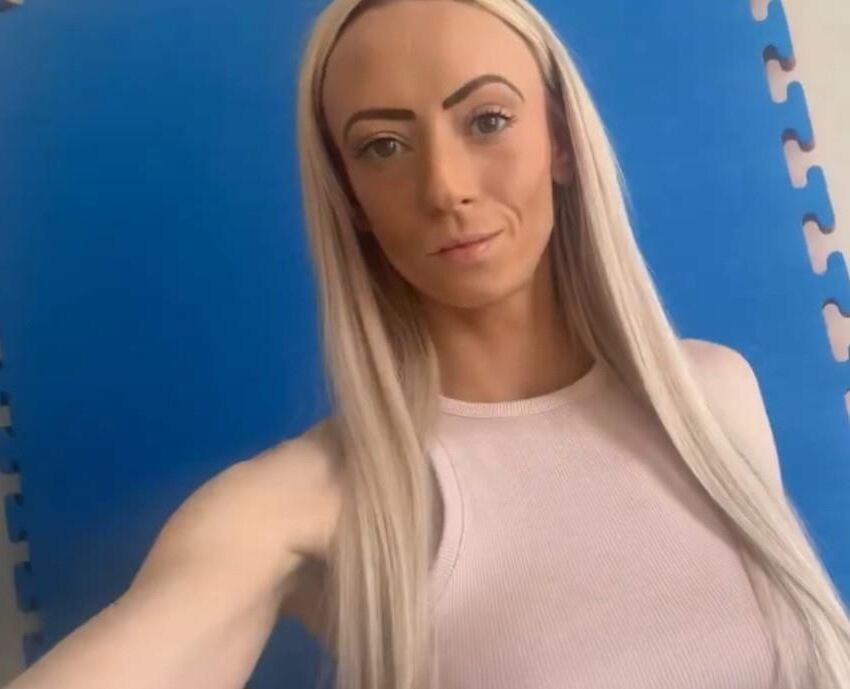 Skinny blonde chav dog faced bitch