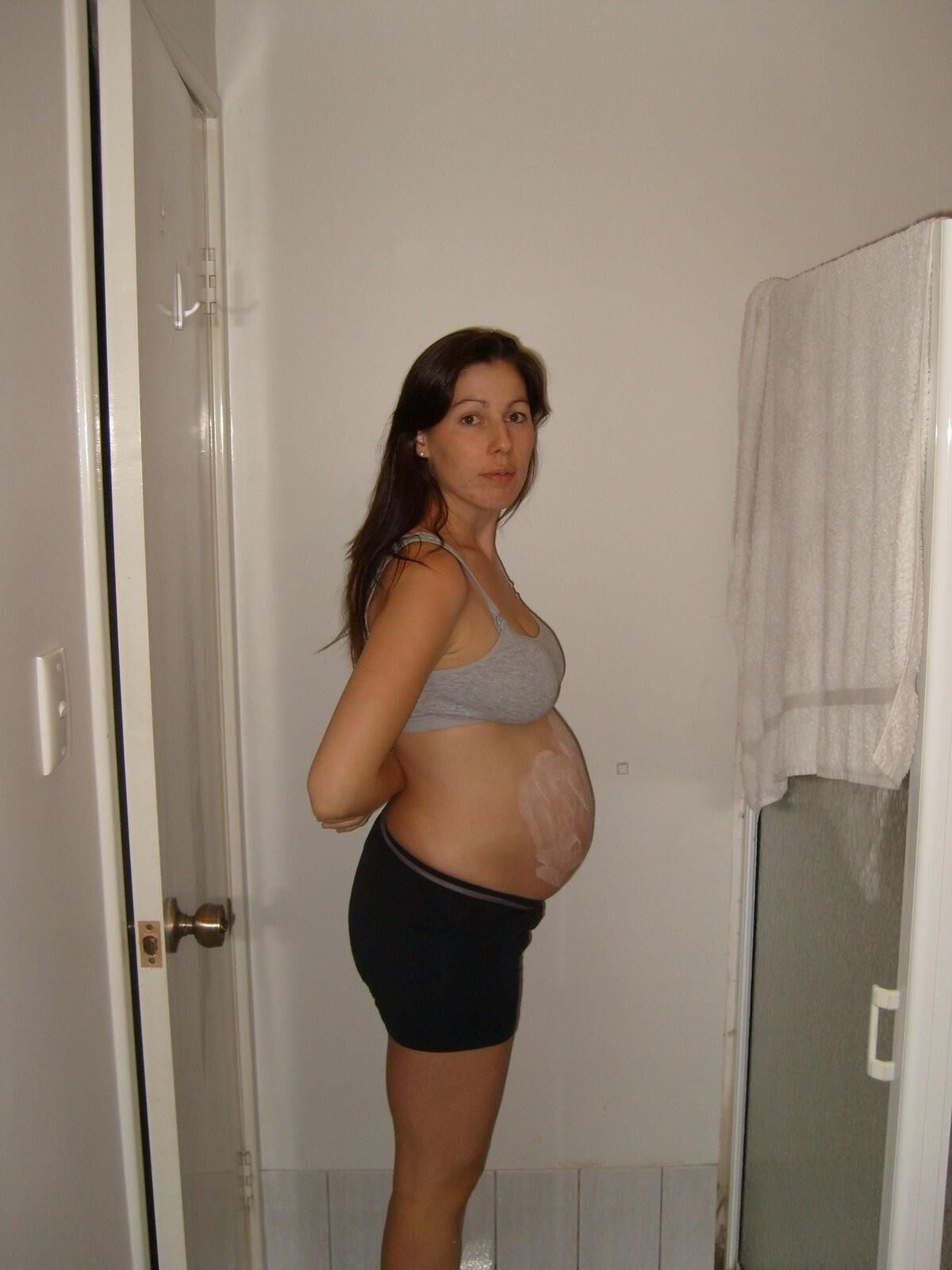 Brunette pregnant wife