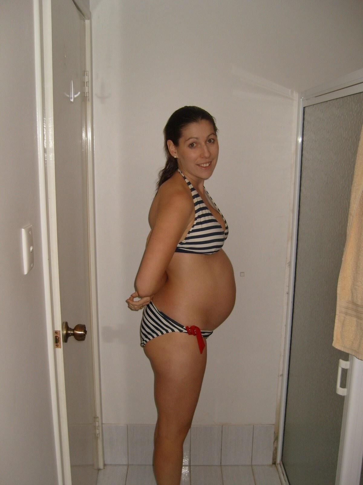 Brunette pregnant wife