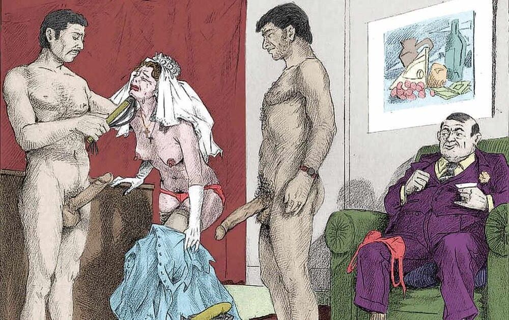 Joseph Farrel Colorized BDSM Drawings