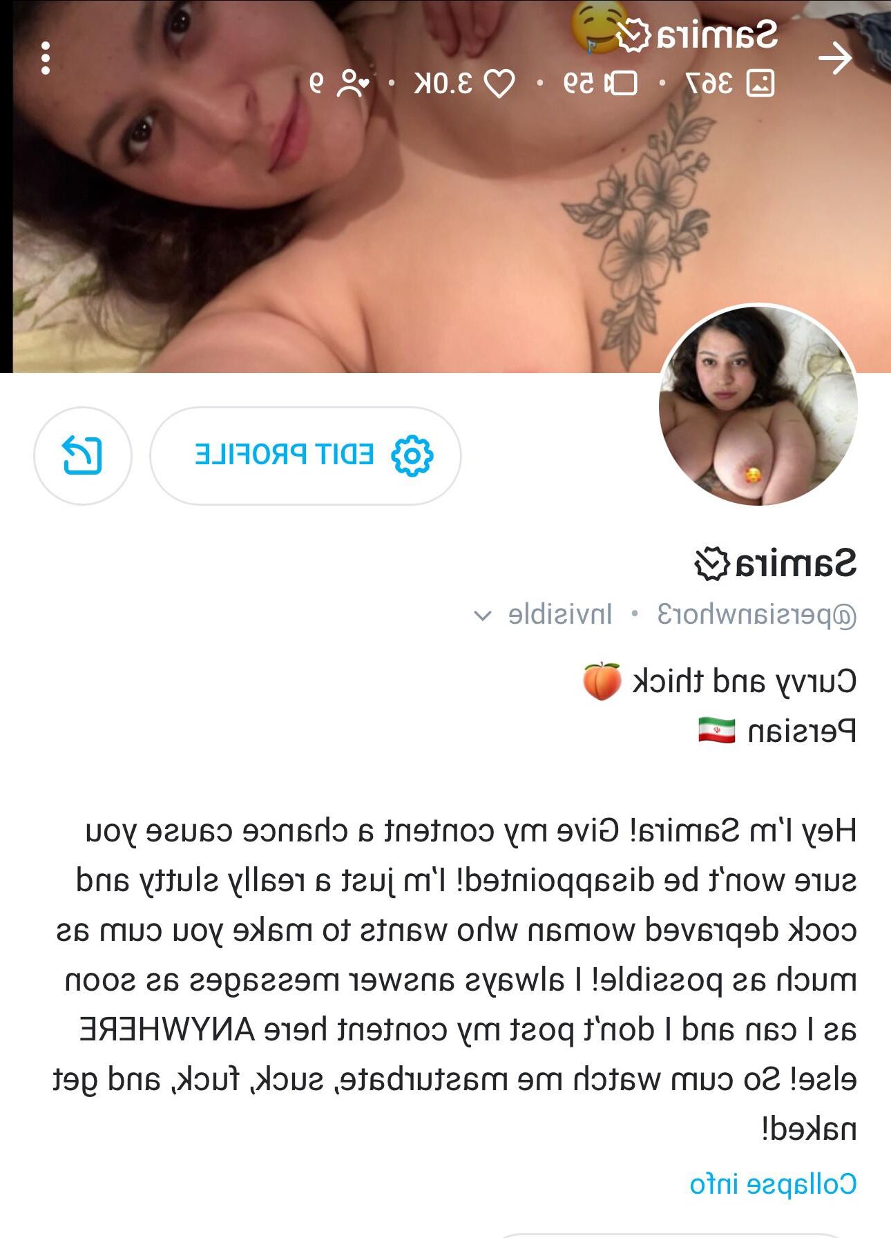 Une BBW persane iranienne montre sa chatte