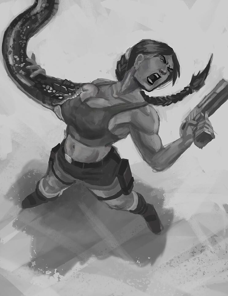 Lara Croft en apuros, atada y follada