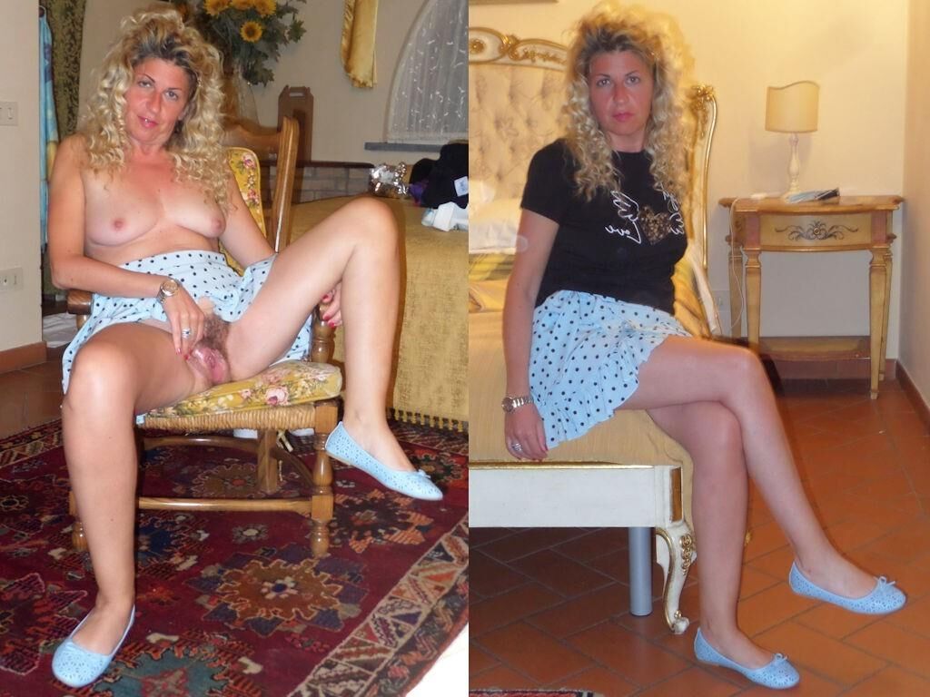 Amateur mature milf Scarlett dressed/undressed before and after