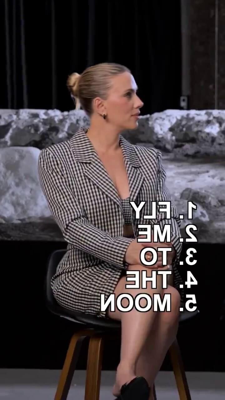 Scarlett Johansson suit and high heels