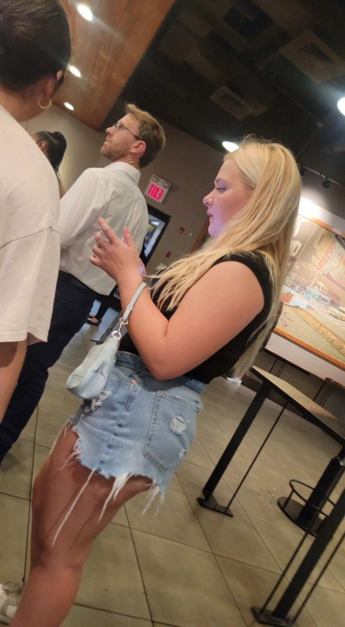 Candid Teen Ass Jean Shorts