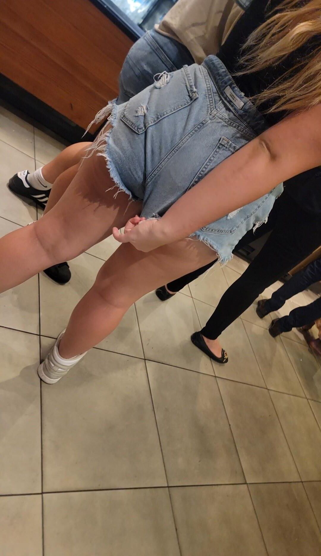 Candid Teen Ass Jean Shorts