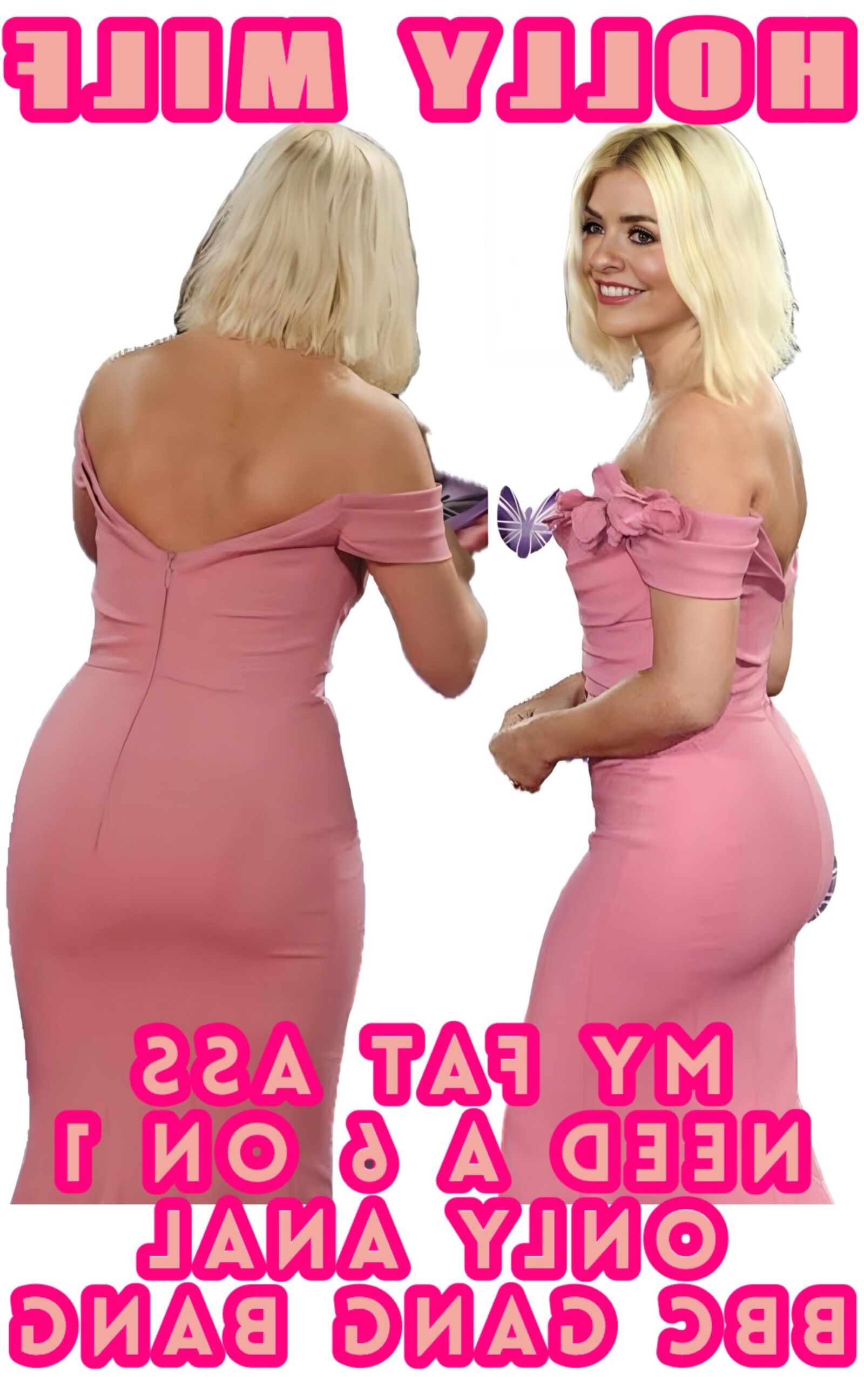 MILF vagabunda Holly Willoughby, peitos grandes e uma bunda gorda feita para anal