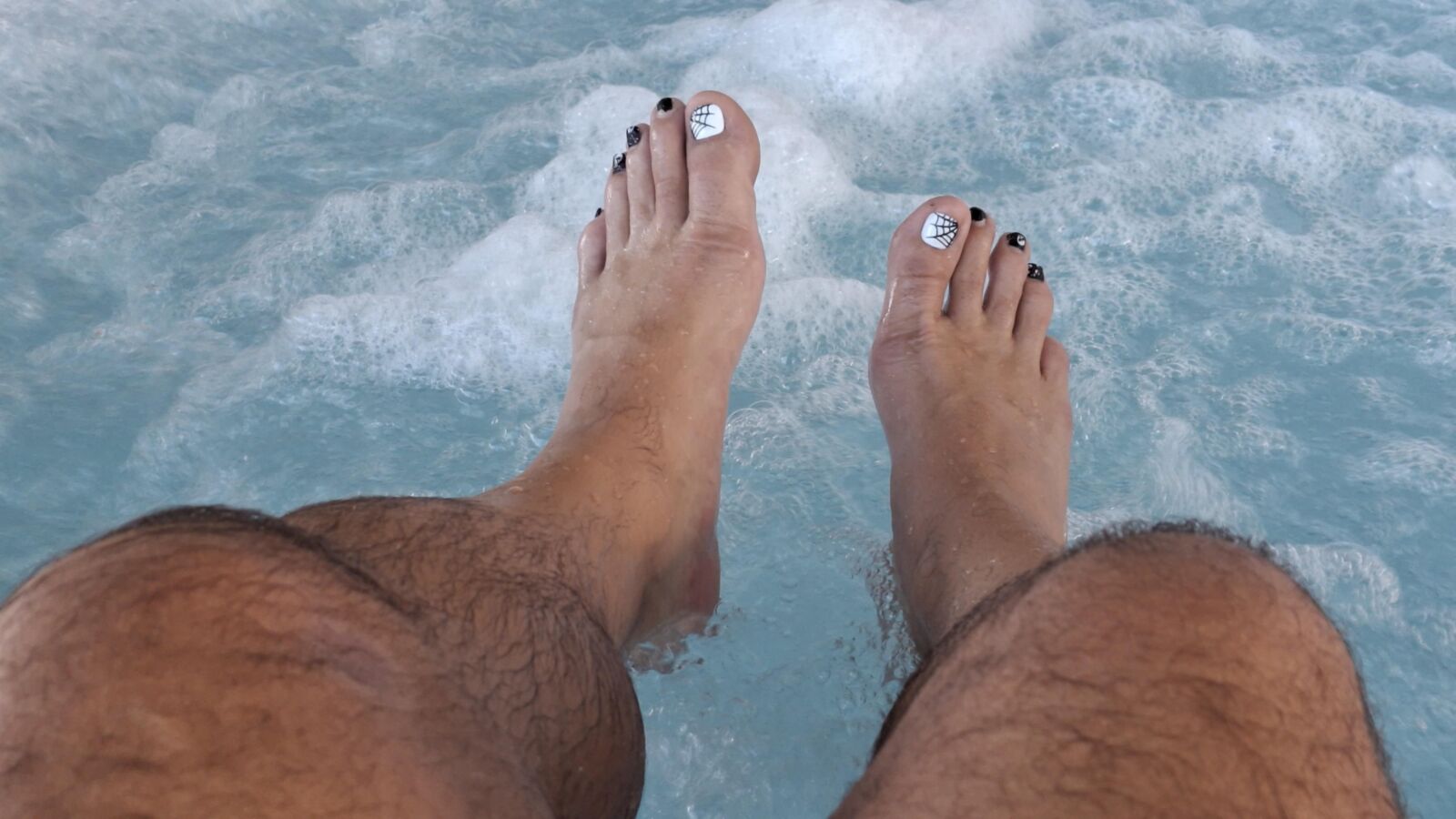 Hot wet hot tub feet and soles