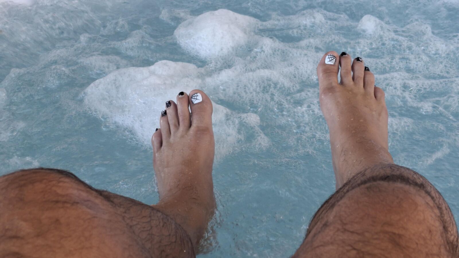 Hot wet hot tub feet and soles