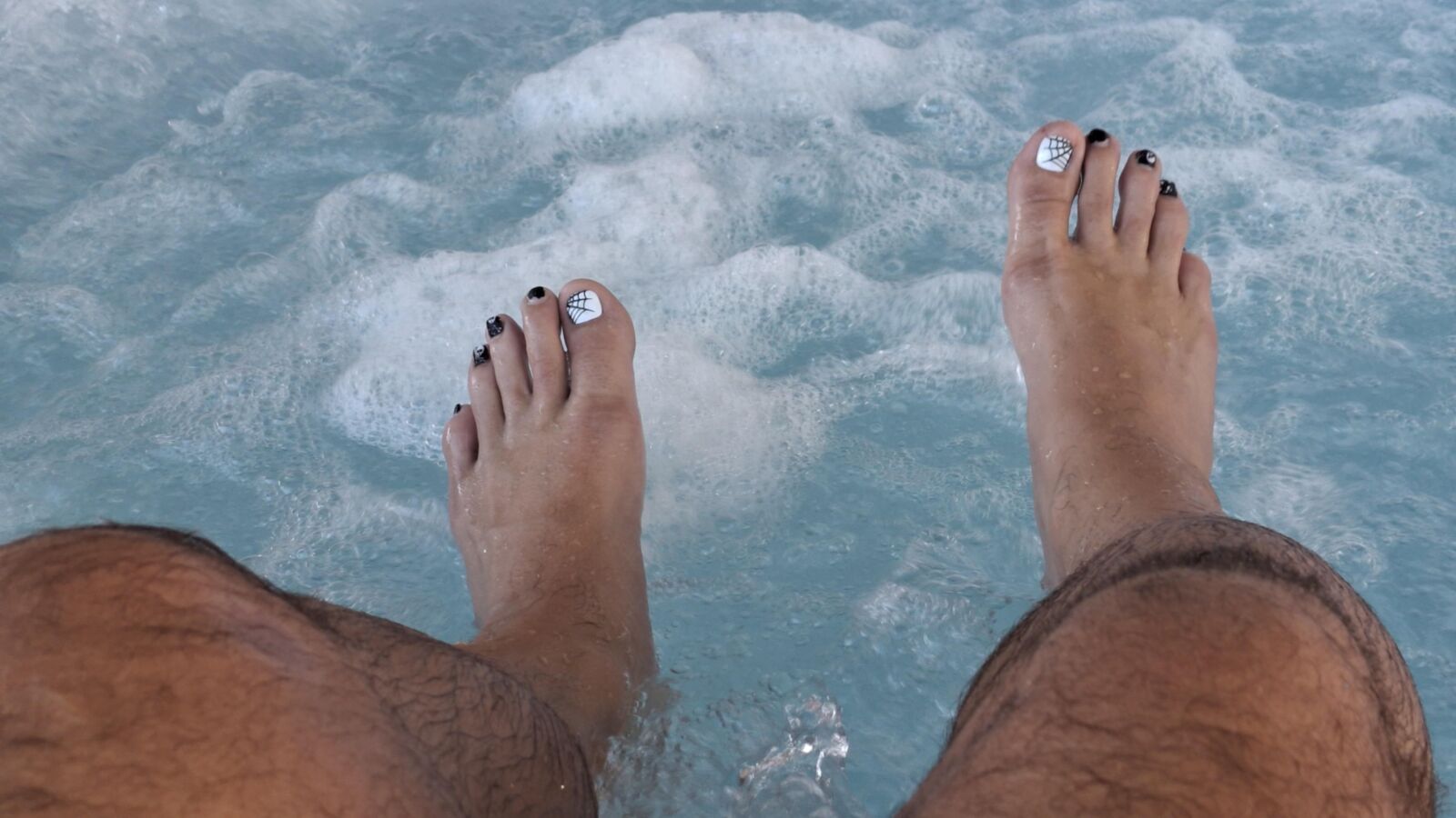 Hot wet hot tub feet and soles