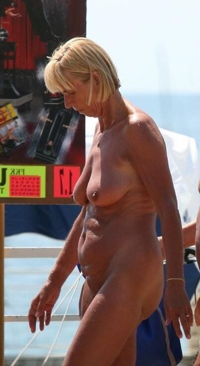 Elegant Blonde Nudist Granny has a Great Bod