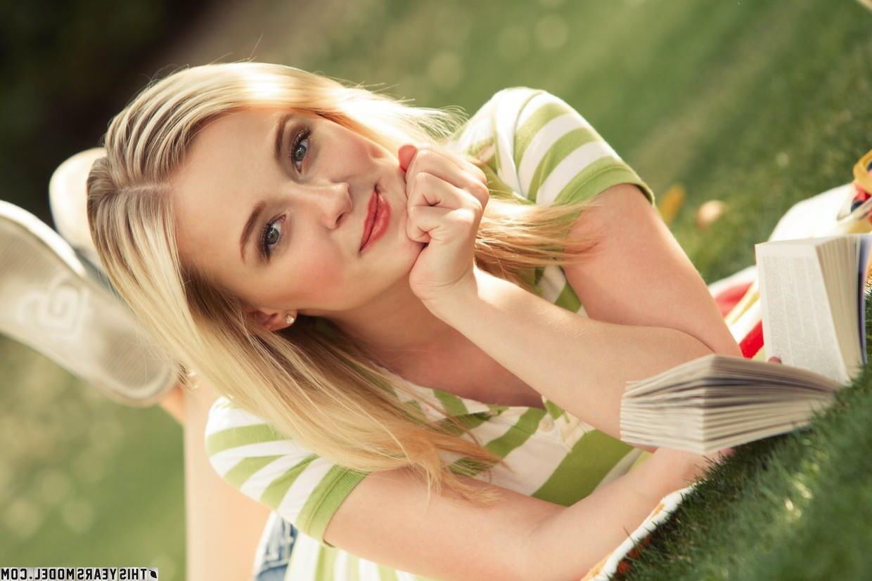 Stunning blonde in the park