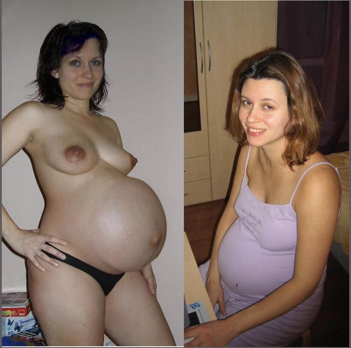 Pregnant sluts dressed undressed