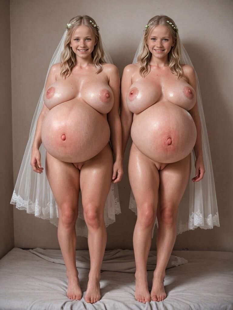 Beautiful busty blonde brides with a baby due