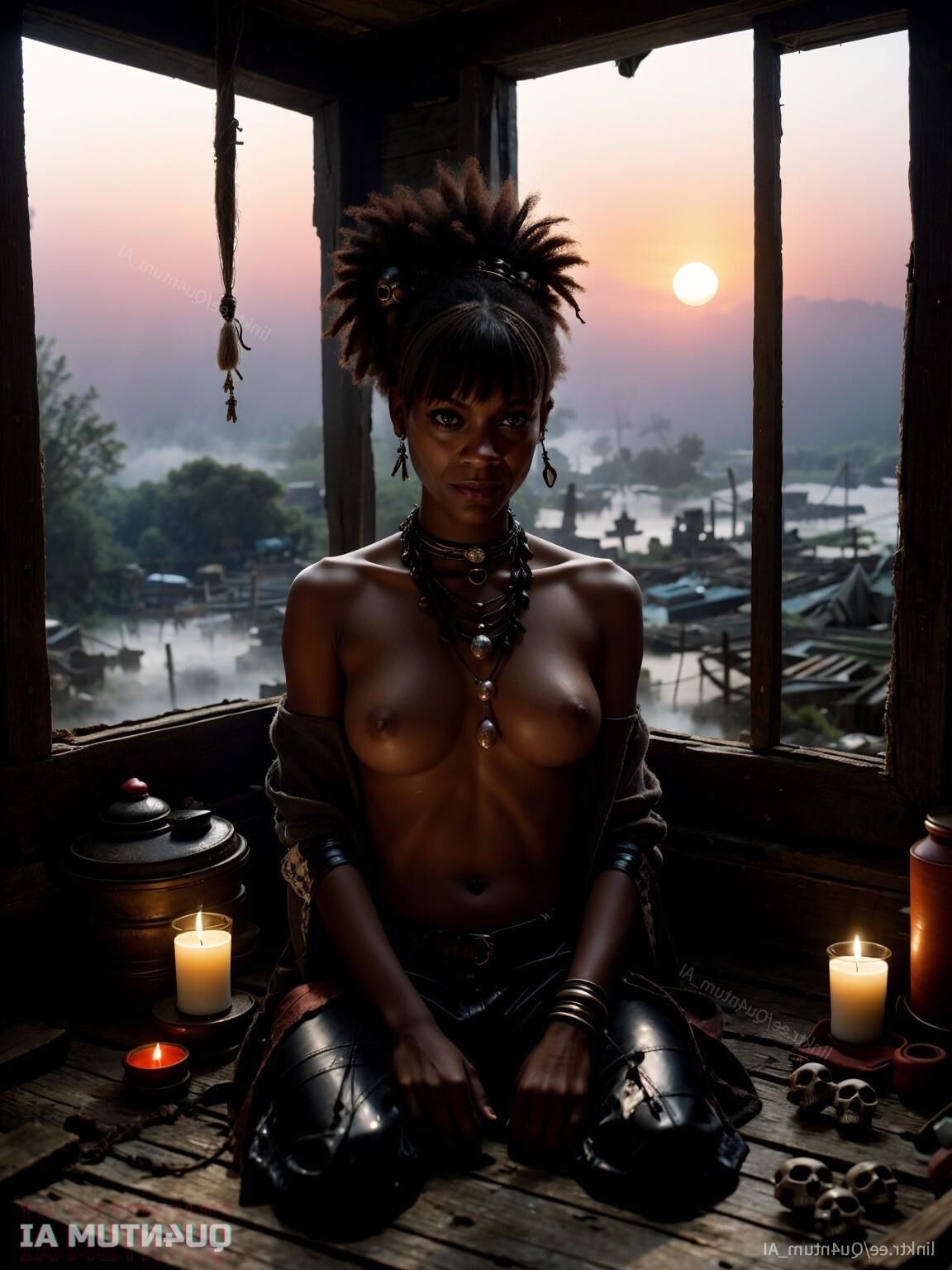 AI Zoe Saldana # Voodoo Priestess Halloween Horror Dark Magic