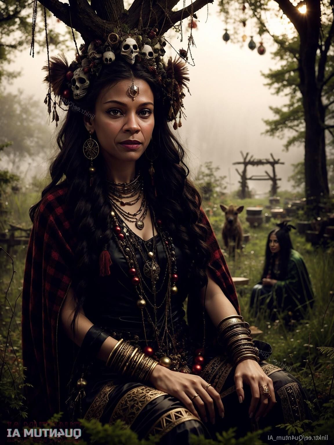 AI Zoe Saldana # Voodoo Priestess Halloween Horror Dark Magic