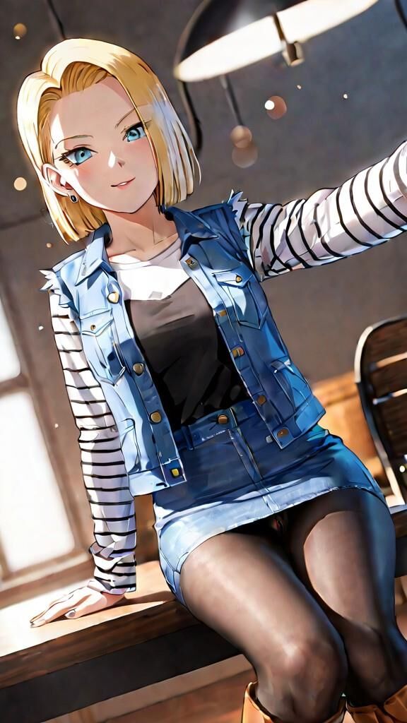 Android 18 (Dragonball) Cosplay Meetup In Coffee Shop.