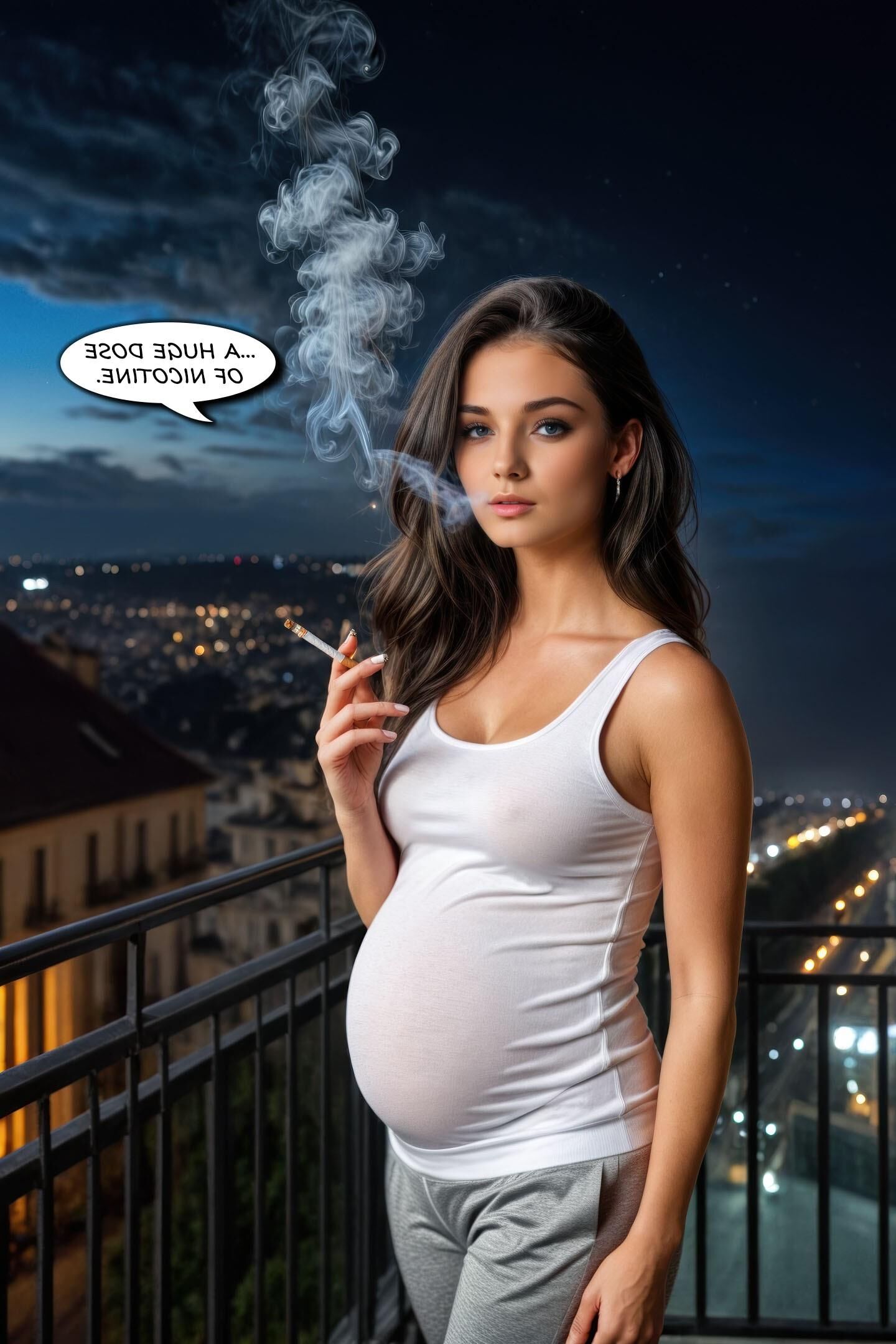 My pregnant girlfriend - night cigarette