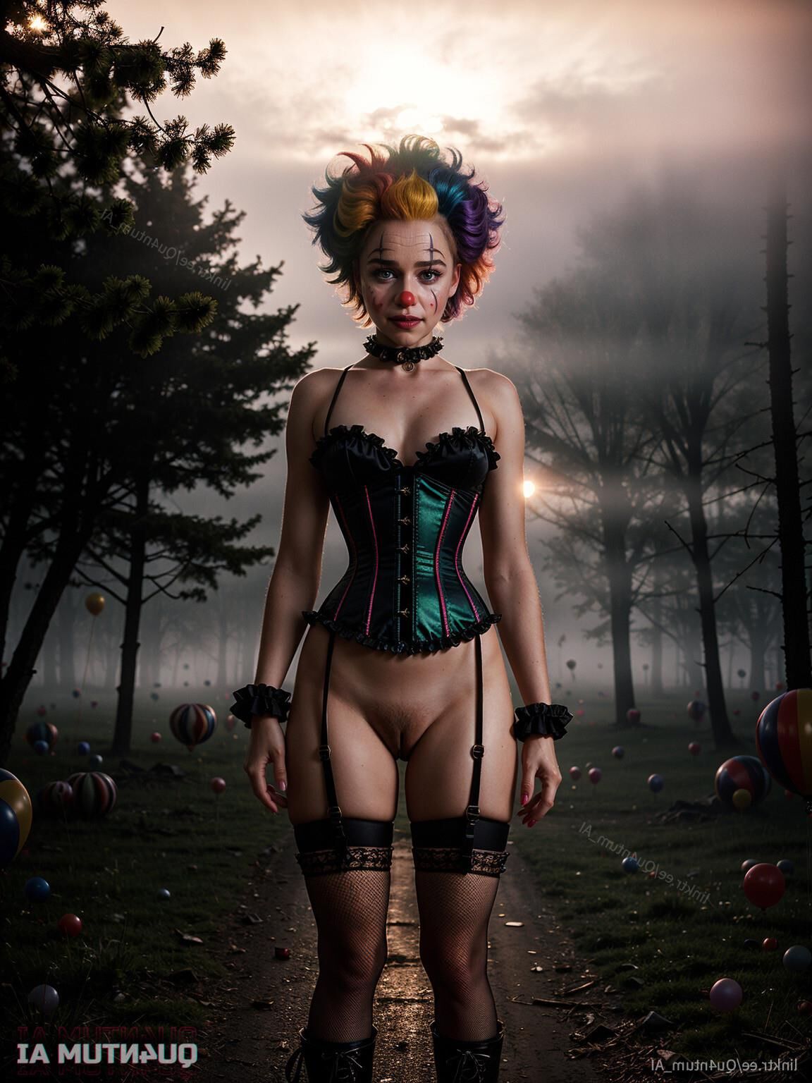 AI Emilia Clarke # Halloween Creepy Clown Cosplay