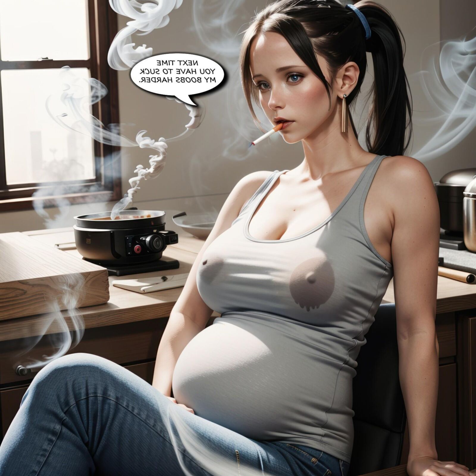 My pregnant girlfriend - The nicotine rush | smoking, lactating