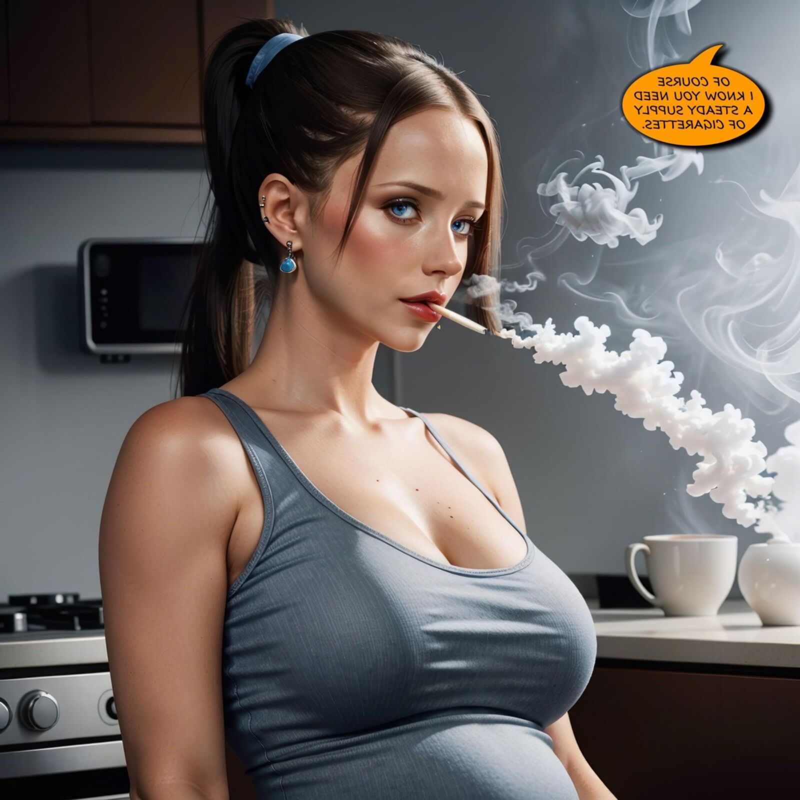 My pregnant girlfriend - The nicotine rush | smoking, lactating