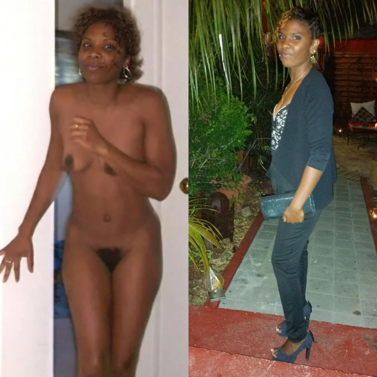 Your ebony idol AI before after on off clothed unclothed