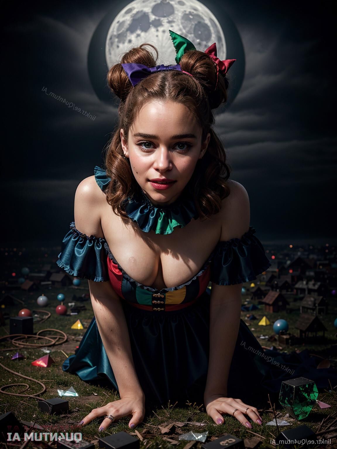 AI Emilia Clarke # Halloween Creepy Clown Cosplay