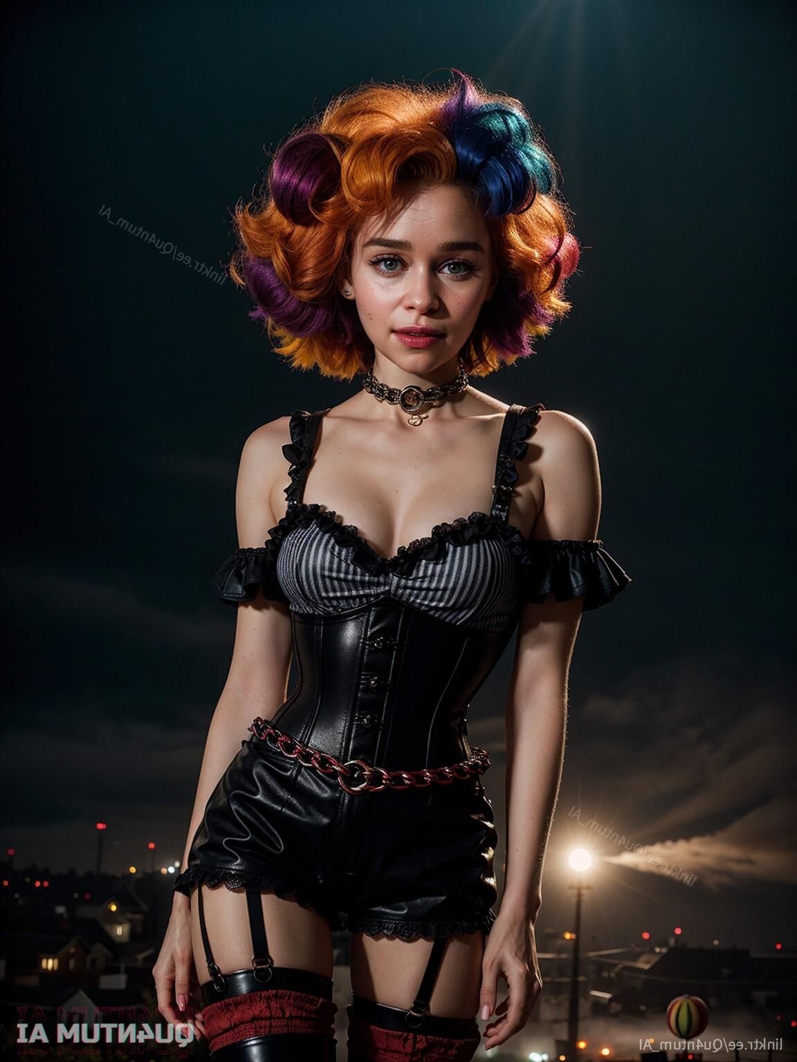 AI Emilia Clarke # Halloween Creepy Clown Cosplay