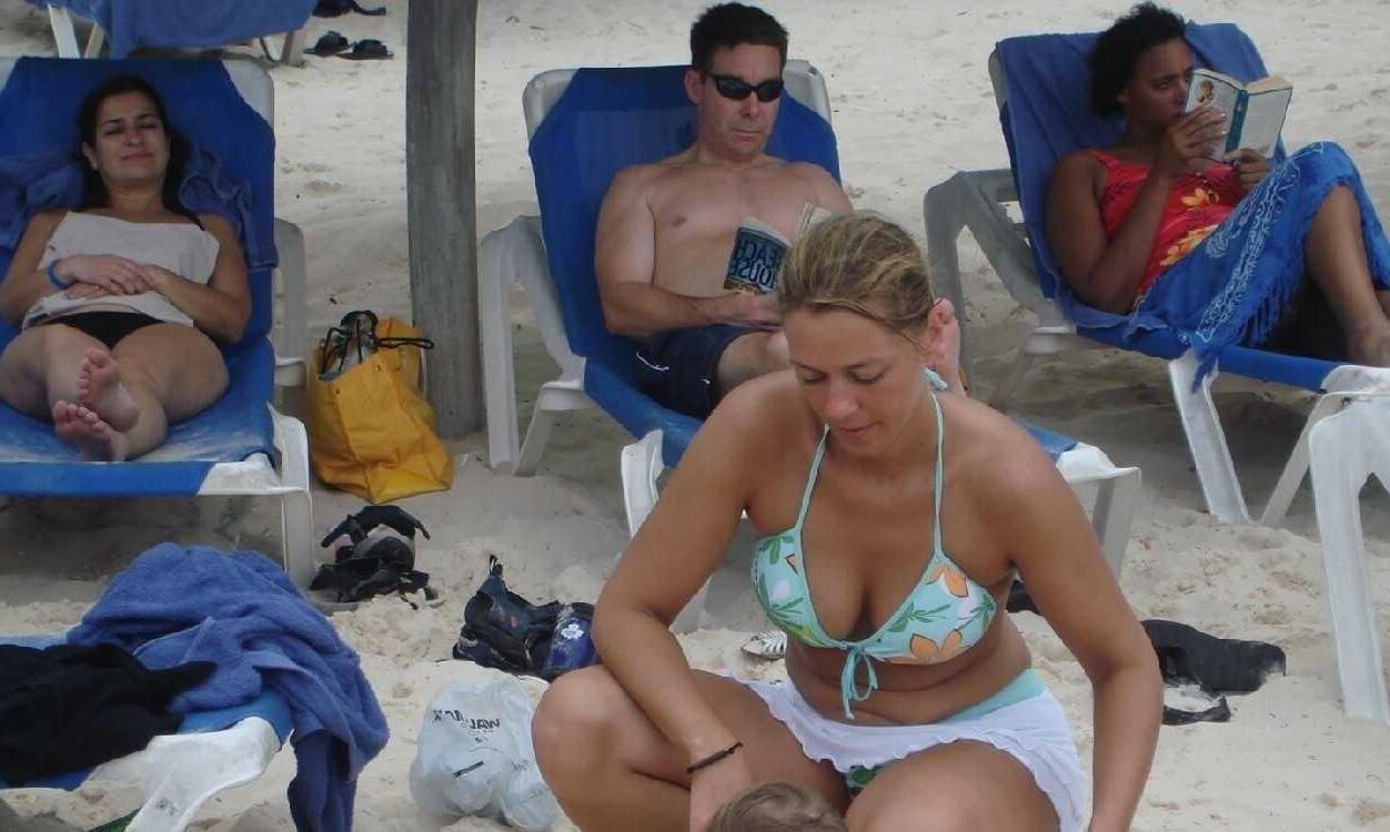 Blonde wife on holidays