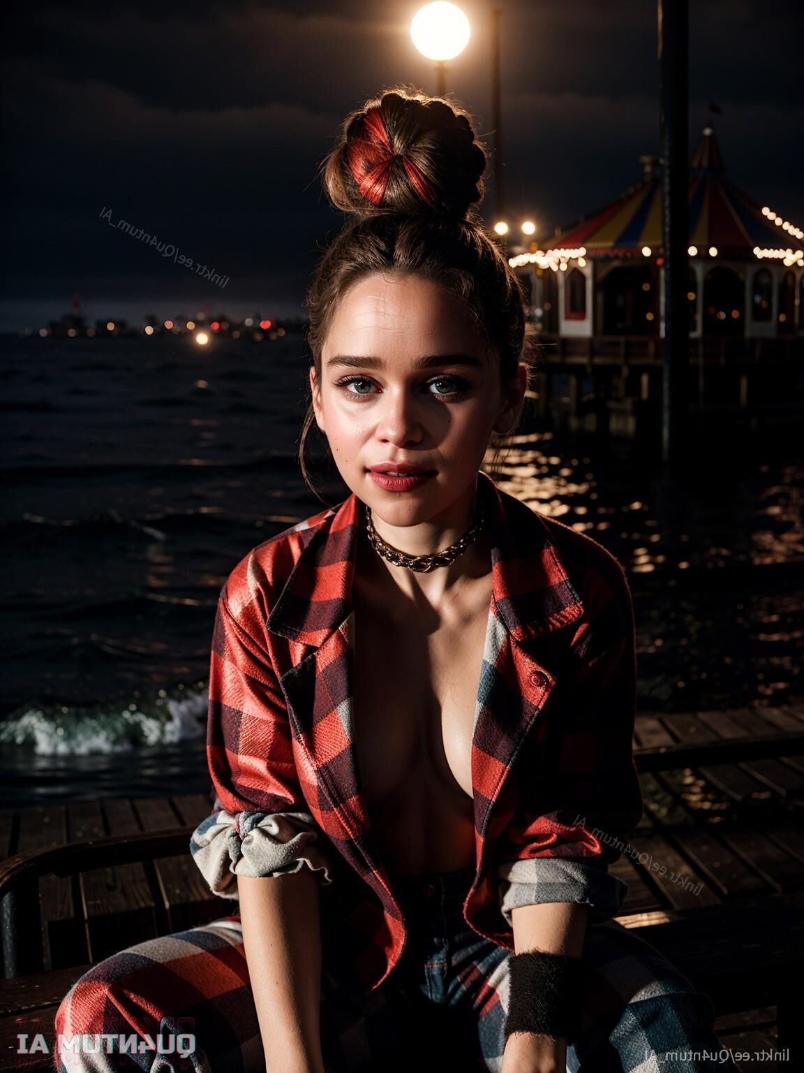 AI Emilia Clarke # Halloween Creepy Clown Cosplay