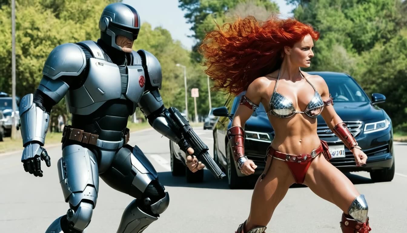 AI multiverse multi-genre: RoboCop vs Red Sonja