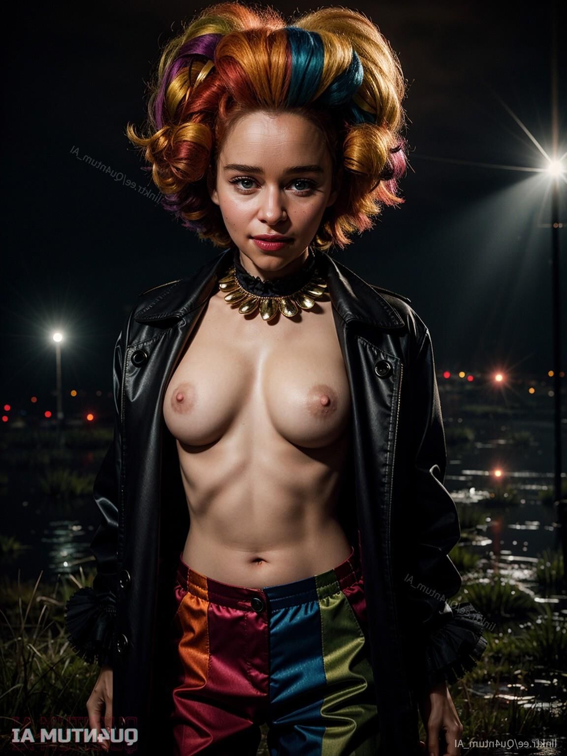 AI Emilia Clarke # Halloween Creepy Clown Cosplay