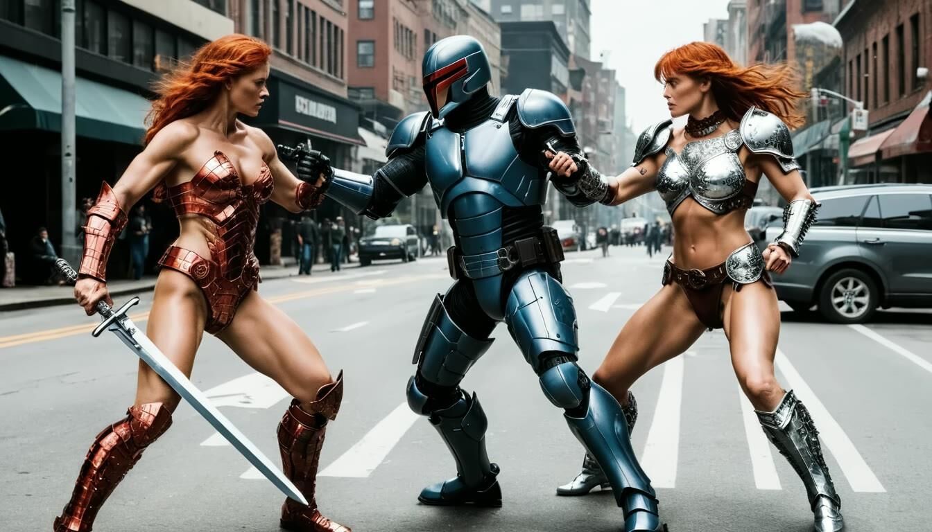 AI multiverse multi-genre: RoboCop vs Red Sonja