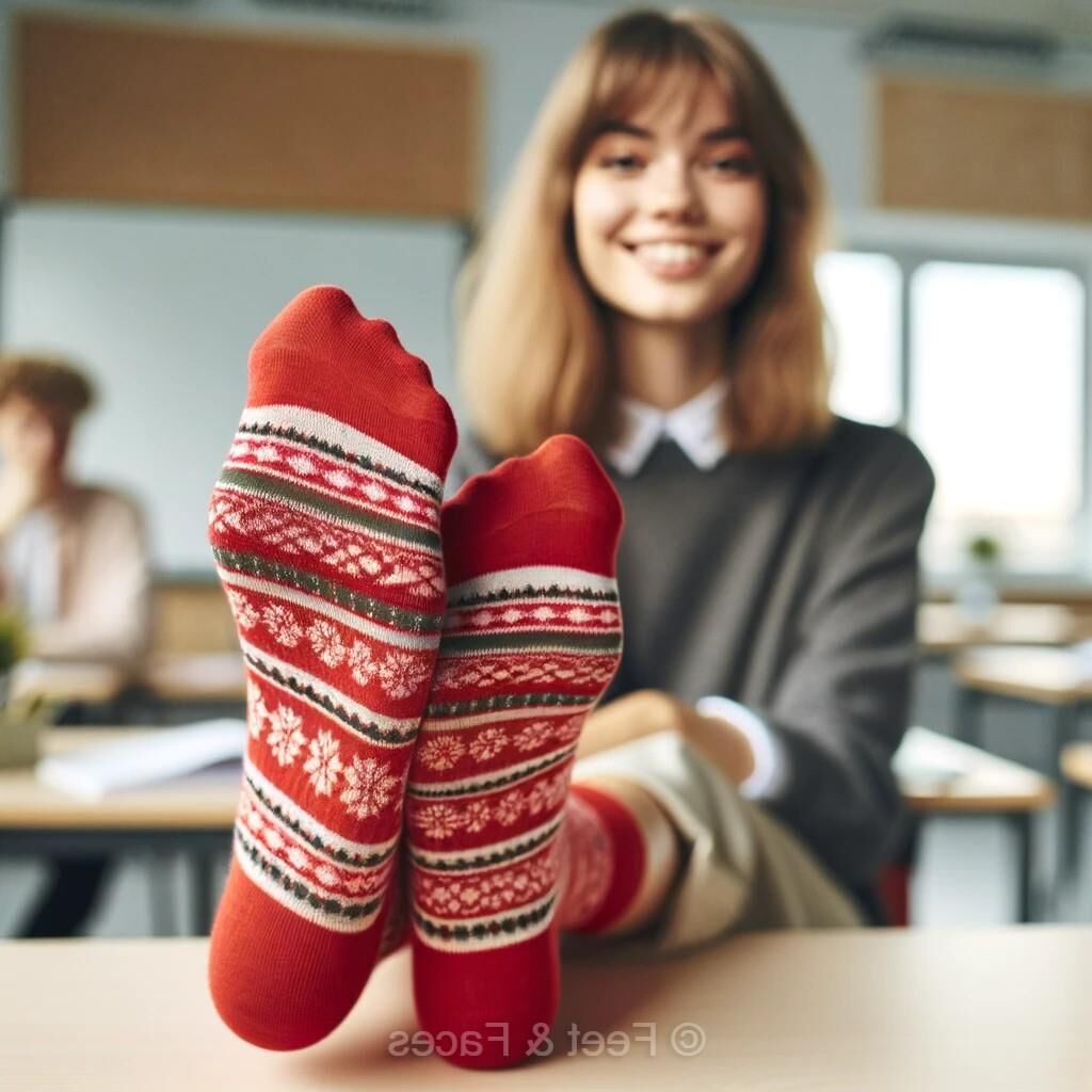 Calcetines navideños para chica universitaria