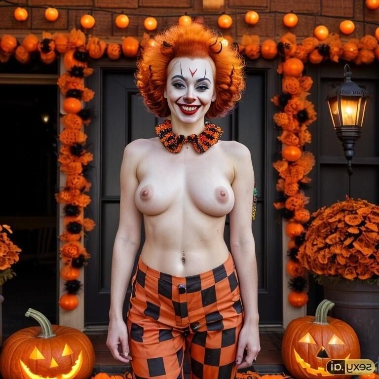 AI Halloween Women Flashing Breasts 004 - Clown