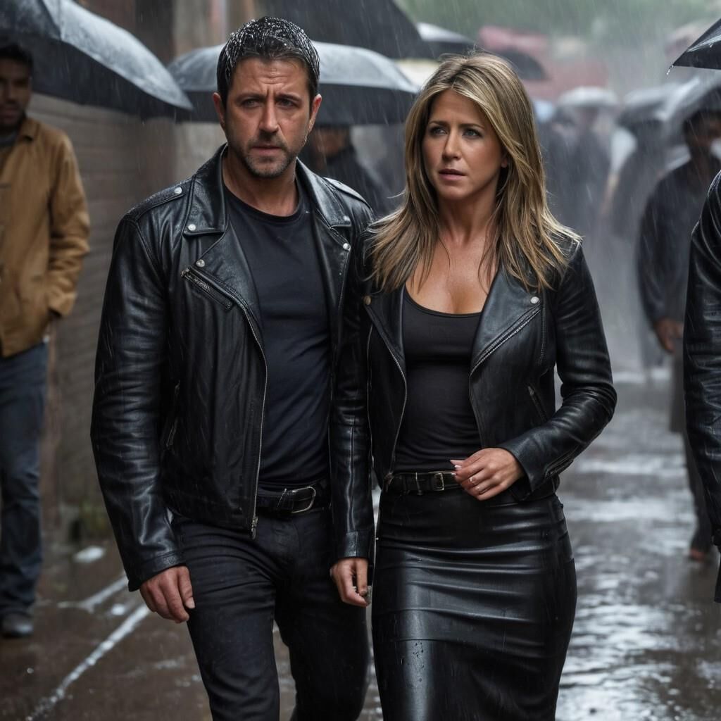 A.I. Jennifer Aniston in Leather in the slummer