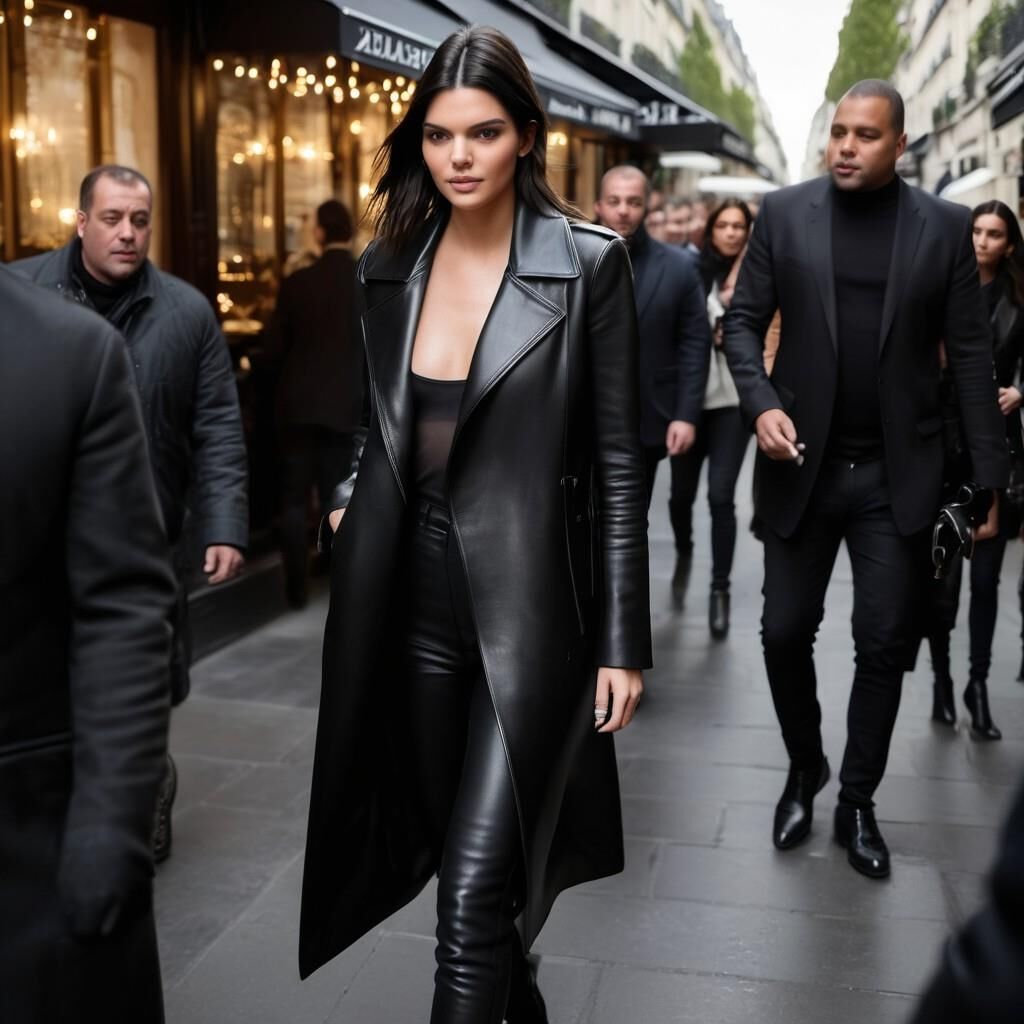 A.I. Kendall Jenner in Leather Coat