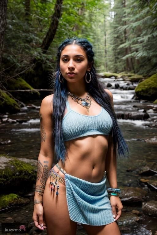 Wild Native American babe gets gangbanged in nature